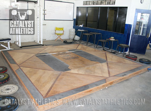 Competition platform at Newport Harbor High School - Olympic Weightlifting, strength, conditioning, fitness, nutrition - Catalyst Athletics 