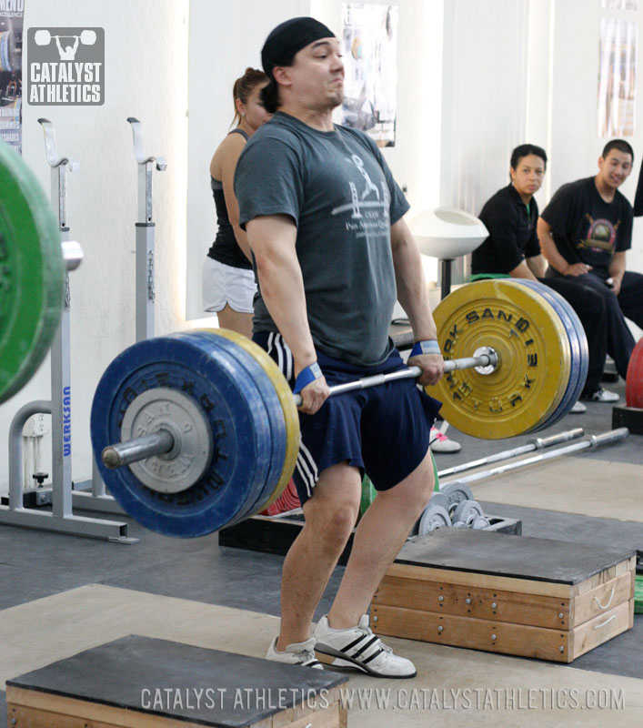 Steve clean pull from the blocks - Catalyst Athletics Olympic Weightlifting  Photo Library