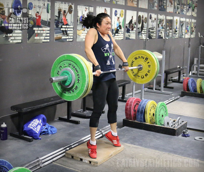 Mary Clean Pull on Riser - Olympic Weightlifting, strength, conditioning, fitness, nutrition - Catalyst Athletics 