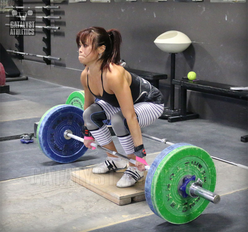 Jes Clean Pull on Riser - Olympic Weightlifting, strength, conditioning, fitness, nutrition - Catalyst Athletics 