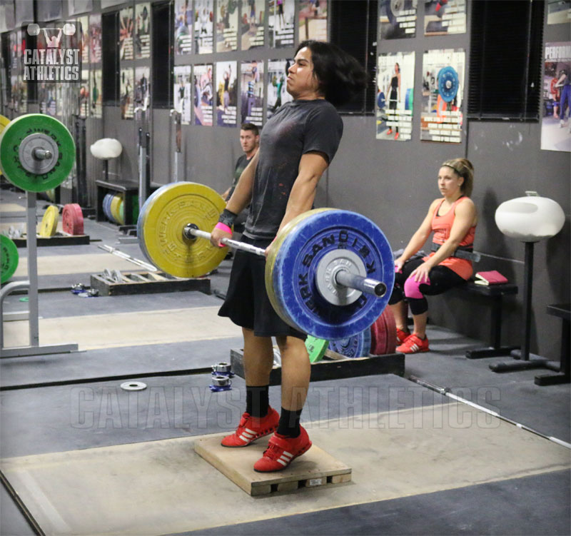 Leo Clean Pull on Riser - Olympic Weightlifting, strength, conditioning, fitness, nutrition - Catalyst Athletics 