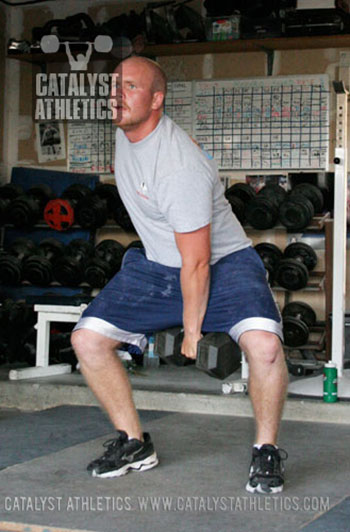 Start position for 1-arm DB hang snatch - Olympic Weightlifting, strength, conditioning, fitness, nutrition - Catalyst Athletics