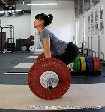 Kimmy in excellent snatch pulling posture - Olympic Weightlifting, strength, conditioning, fitness, nutrition - Catalyst Athletics