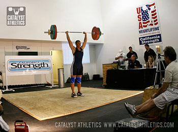 Tamara with the 93 kg clean & jerk that qualified her for the American Open - Olympic Weightlifting, strength, conditioning, fitness, nutrition - Catalyst Athletics