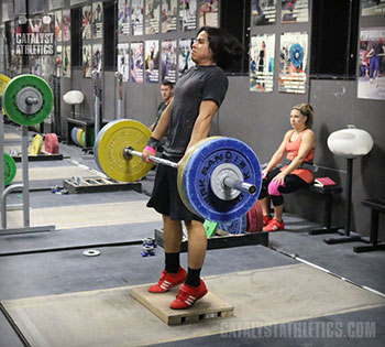 Leo Clean Pull on Riser - Olympic Weightlifting, strength, conditioning, fitness, nutrition - Catalyst Athletics