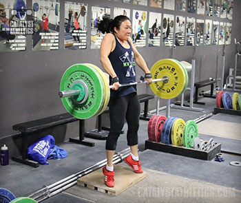 Mary Clean Pull on Riser - Olympic Weightlifting, strength, conditioning, fitness, nutrition - Catalyst Athletics