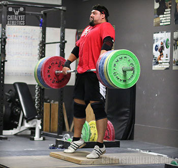 Brian Clean Pull on Riser - Olympic Weightlifting, strength, conditioning, fitness, nutrition - Catalyst Athletics