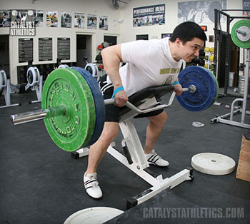 Steve Bench Supported Row with Cambered Bar - Olympic Weightlifting, strength, conditioning, fitness, nutrition - Catalyst Athletics