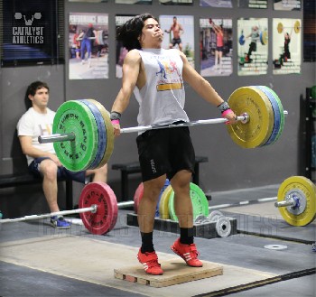 Leo Snatch Pull on Riser - Olympic Weightlifting, strength, conditioning, fitness, nutrition - Catalyst Athletics