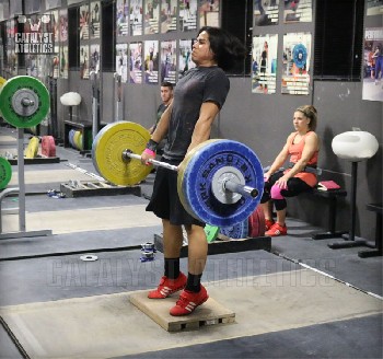 Leo Clean Pull on Riser - Olympic Weightlifting, strength, conditioning, fitness, nutrition - Catalyst Athletics